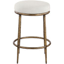  Meridian Ferro Cream Linen Textured Performance Fabric Upholstered Counter Stool IMAGE 2