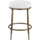  Meridian Ferro White Linen Textured Performance Fabric Upholstered Counter Stool IMAGE 2