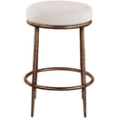  Meridian Ferro Beige Linen Textured Performance Fabric Upholstered Counter Stool IMAGE 2