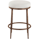  Meridian Ferro Cream Linen Textured Performance Fabric Upholstered Counter Stool IMAGE 3