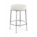  Meridian Ferro Cream Linen Textured Performance Fabric Upholstered Counter Stool IMAGE 1