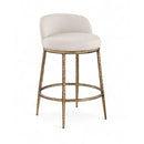  Meridian Ferro Beige Linen Textured Performance Fabric Upholstered Counter Stool IMAGE 1