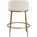  Meridian Ferro Beige Linen Textured Performance Fabric Upholstered Counter Stool IMAGE 5