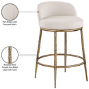  Meridian Ferro Beige Linen Textured Performance Fabric Upholstered Counter Stool IMAGE 8