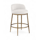  Meridian Ferro Cream Linen Textured Performance Fabric Upholstered Counter Stool IMAGE 1