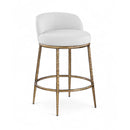  Meridian Ferro White Linen Textured Performance Fabric Upholstered Counter Stool IMAGE 1