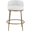  Meridian Ferro White Linen Textured Performance Fabric Upholstered Counter Stool IMAGE 3