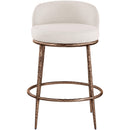  Meridian Ferro Beige Linen Textured Performance Fabric Upholstered Counter Stool IMAGE 3