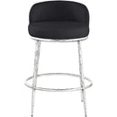  Meridian Ferro Black Linen Textured Performance Fabric Upholstered Counter Stool IMAGE 2