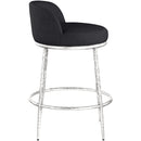  Meridian Ferro Black Linen Textured Performance Fabric Upholstered Counter Stool IMAGE 4