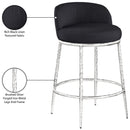  Meridian Ferro Black Linen Textured Performance Fabric Upholstered Counter Stool IMAGE 8