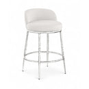  Meridian Ferro Cream Linen Textured Performance Fabric Upholstered Counter Stool IMAGE 1