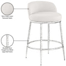  Meridian Ferro Cream Linen Textured Performance Fabric Upholstered Counter Stool IMAGE 8