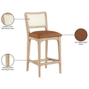  Meridian Atrium Cognac Vegan Leather Upholstered Counter Stool IMAGE 11