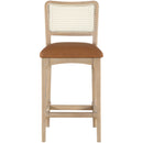  Meridian Atrium Cognac Vegan Leather Upholstered Counter Stool IMAGE 3