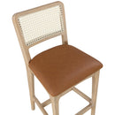  Meridian Atrium Cognac Vegan Leather Upholstered Counter Stool IMAGE 6