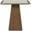  Meridian Atrium Brown Glass Top And Wood Base Counter Height Table IMAGE 3