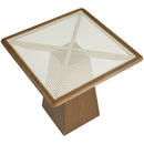  Meridian Atrium Brown Glass Top And Wood Base Counter Height Table IMAGE 5