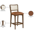  Meridian Atrium Cognac Vegan Leather Upholstered Counter Stool IMAGE 11
