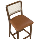  Meridian Atrium Cognac Vegan Leather Upholstered Counter Stool IMAGE 6