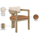  Meridian Ravina Cognac Vegan Leather and Linen Textured Fabric Upholstered Dining Chair IMAGE 10