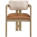  Meridian Ravina Cognac Vegan Leather and Linen Textured Fabric Upholstered Dining Chair IMAGE 2