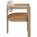  Meridian Ravina Cognac Vegan Leather and Linen Textured Fabric Upholstered Dining Chair IMAGE 3