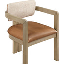  Meridian Ravina Cognac Vegan Leather and Linen Textured Fabric Upholstered Dining Chair IMAGE 5