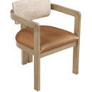  Meridian Ravina Cognac Vegan Leather and Linen Textured Fabric Upholstered Dining Chair IMAGE 6