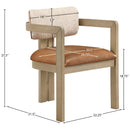  Meridian Ravina Cognac Vegan Leather and Linen Textured Fabric Upholstered Dining Chair IMAGE 9