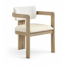  Meridian Ravina Cream Vegan Leather and Linen Textured Fabric Upholstered Dining Chair IMAGE 1