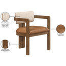  Meridian Ravina Cognac Vegan Leather and Linen Textured Fabric Upholstered Dining Chair IMAGE 10