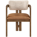  Meridian Ravina Cognac Vegan Leather and Linen Textured Fabric Upholstered Dining Chair IMAGE 3