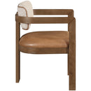  Meridian Ravina Cognac Vegan Leather and Linen Textured Fabric Upholstered Dining Chair IMAGE 4