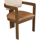  Meridian Ravina Cognac Vegan Leather and Linen Textured Fabric Upholstered Dining Chair IMAGE 6