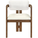  Meridian Ravina Cream Vegan Leather and Linen Textured Fabric Upholstered Dining Chair IMAGE 3