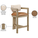  Meridian Ravina Cognac Vegan Leather and Linen Textured Fabric Upholstered Counter Stool IMAGE 10