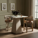  Meridian Ravina Cognac Vegan Leather and Linen Textured Fabric Upholstered Counter Stool IMAGE 2