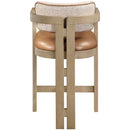  Meridian Ravina Cognac Vegan Leather and Linen Textured Fabric Upholstered Counter Stool IMAGE 5