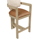  Meridian Ravina Cognac Vegan Leather and Linen Textured Fabric Upholstered Counter Stool IMAGE 7