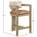  Meridian Ravina Cognac Vegan Leather and Linen Textured Fabric Upholstered Counter Stool IMAGE 9