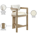  Meridian Ravina Cream Vegan Leather and Linen Textured Fabric Upholstered Counter Stool IMAGE 10