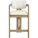  Meridian Ravina Cream Vegan Leather and Linen Textured Fabric Upholstered Counter Stool IMAGE 3