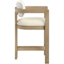  Meridian Ravina Cream Vegan Leather and Linen Textured Fabric Upholstered Counter Stool IMAGE 4