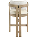  Meridian Ravina Cream Vegan Leather and Linen Textured Fabric Upholstered Counter Stool IMAGE 5