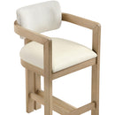  Meridian Ravina Cream Vegan Leather and Linen Textured Fabric Upholstered Counter Stool IMAGE 7