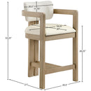  Meridian Ravina Cream Vegan Leather and Linen Textured Fabric Upholstered Counter Stool IMAGE 9