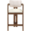 Meridian Ravina Beige Vegan Leather and Linen Textured Fabric Upholstered Counter Stool IMAGE 3