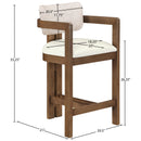  Meridian Ravina Beige Vegan Leather and Linen Textured Fabric Upholstered Counter Stool IMAGE 9