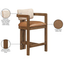  Meridian Ravina Cognac Vegan Leather and Linen Textured Fabric Upholstered Counter Stool IMAGE 10